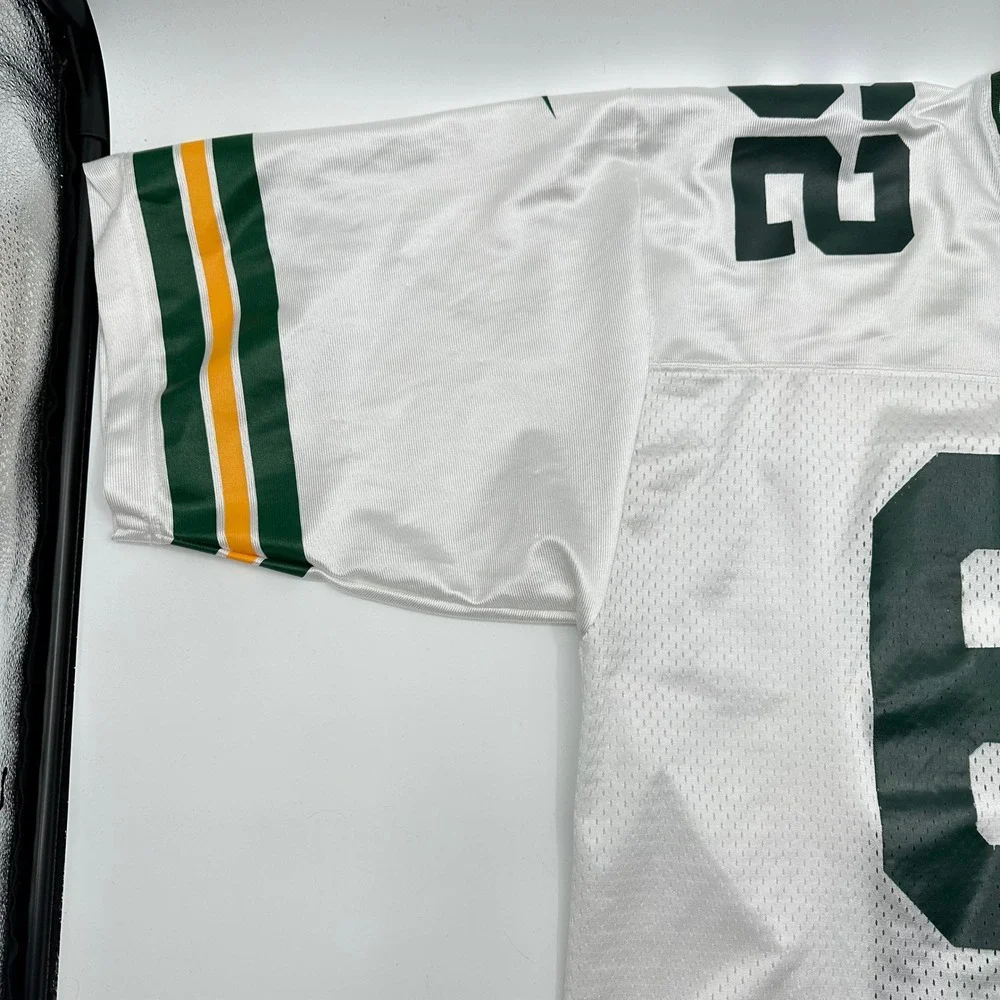 Nike‎ Team Vintage Green Bay Packers Johnsen 62 Jersey White Mens XL FA00 Stains